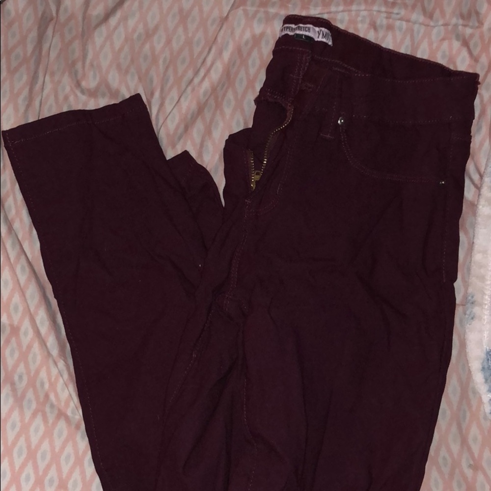 Burgundy super stretchy jeans